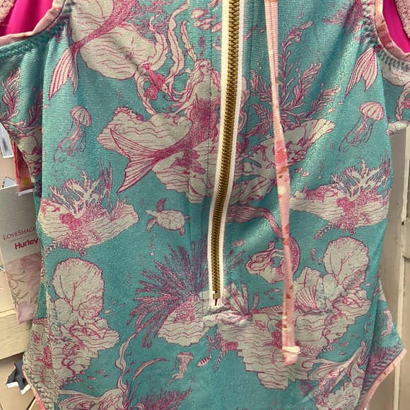 NWT Hurley X Love shack Fancy collab. Moderate coverage one piece. Blue and pink - Picture 9 of 9